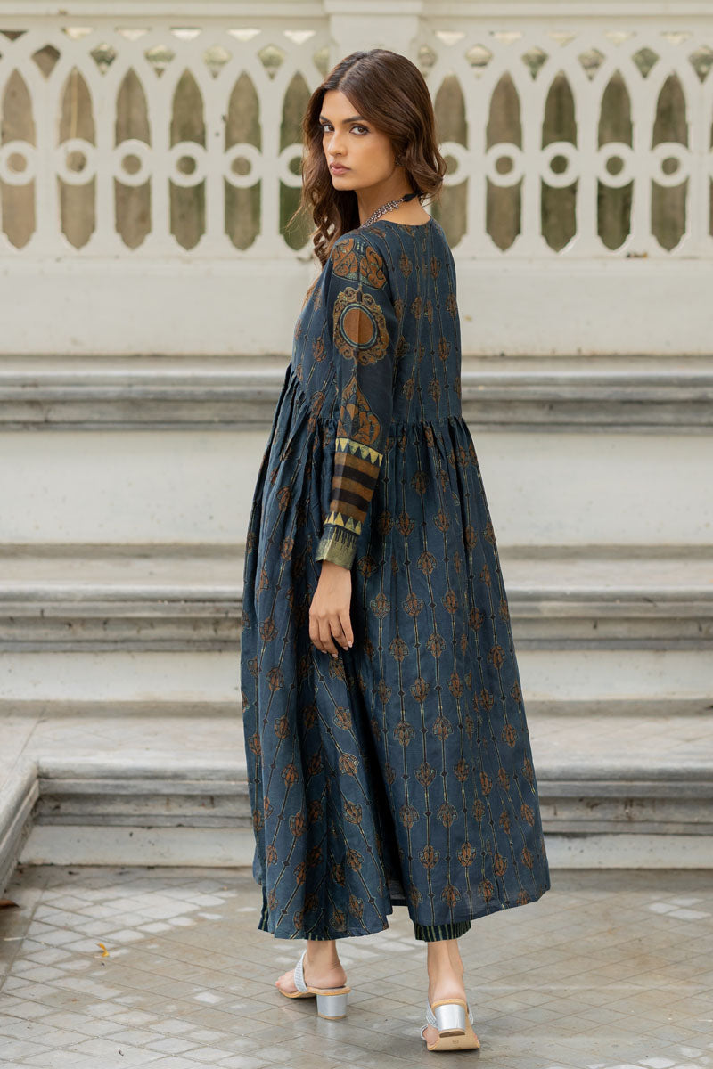 Chanderi Silk V Neck Flared Kurta Set of 2