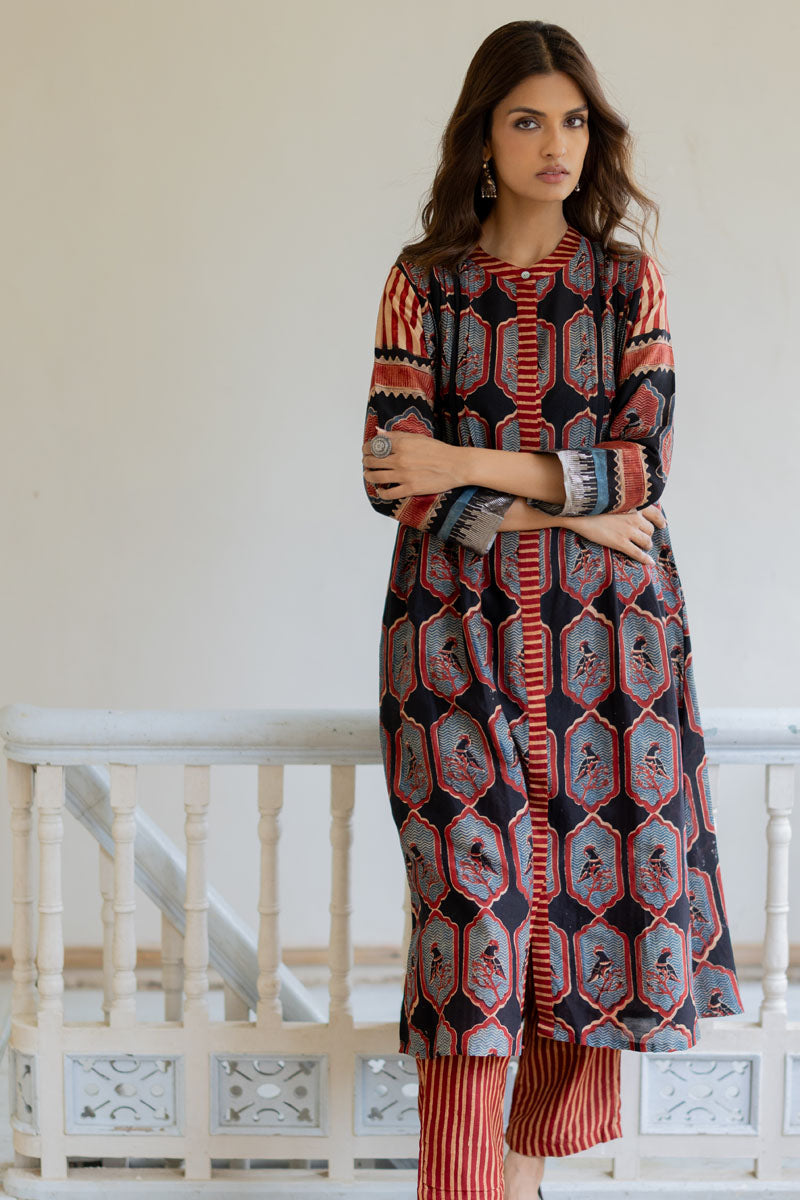 Chanderi Silk Pintuck Kurta Set of 2