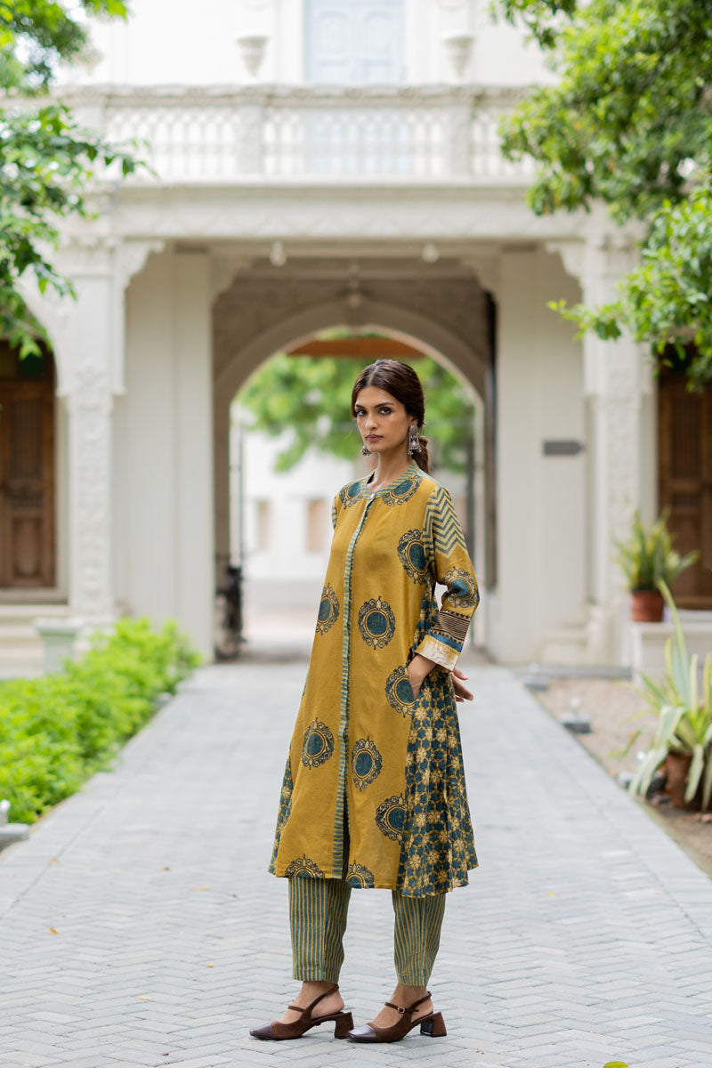 Chanderi Silk A-line Kurta Set of 2