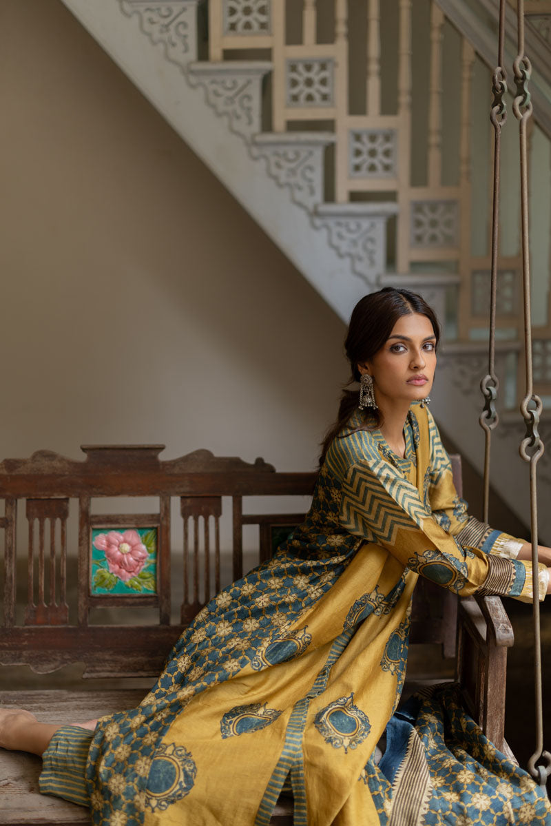 Chanderi Silk A-line Kurta Set of 2