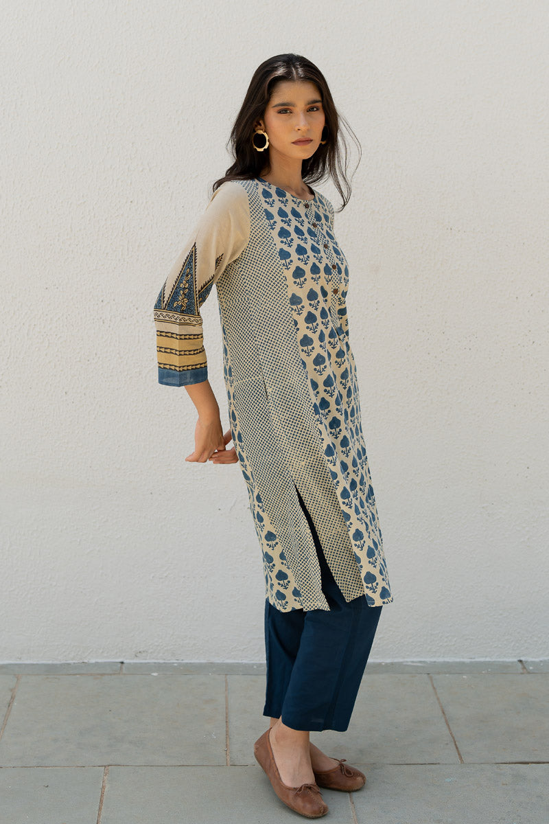 Panelled Kurta - Ark Indigo