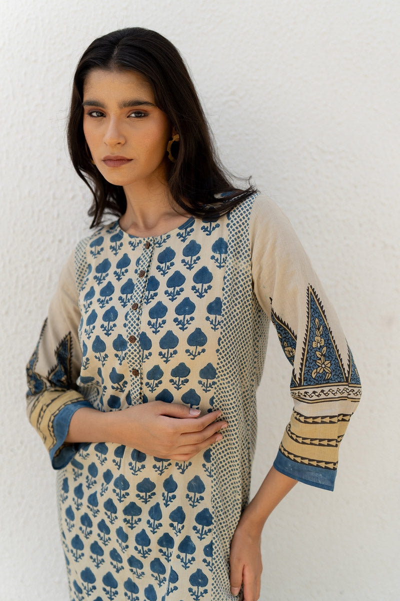 Panelled Kurta - Ark Indigo