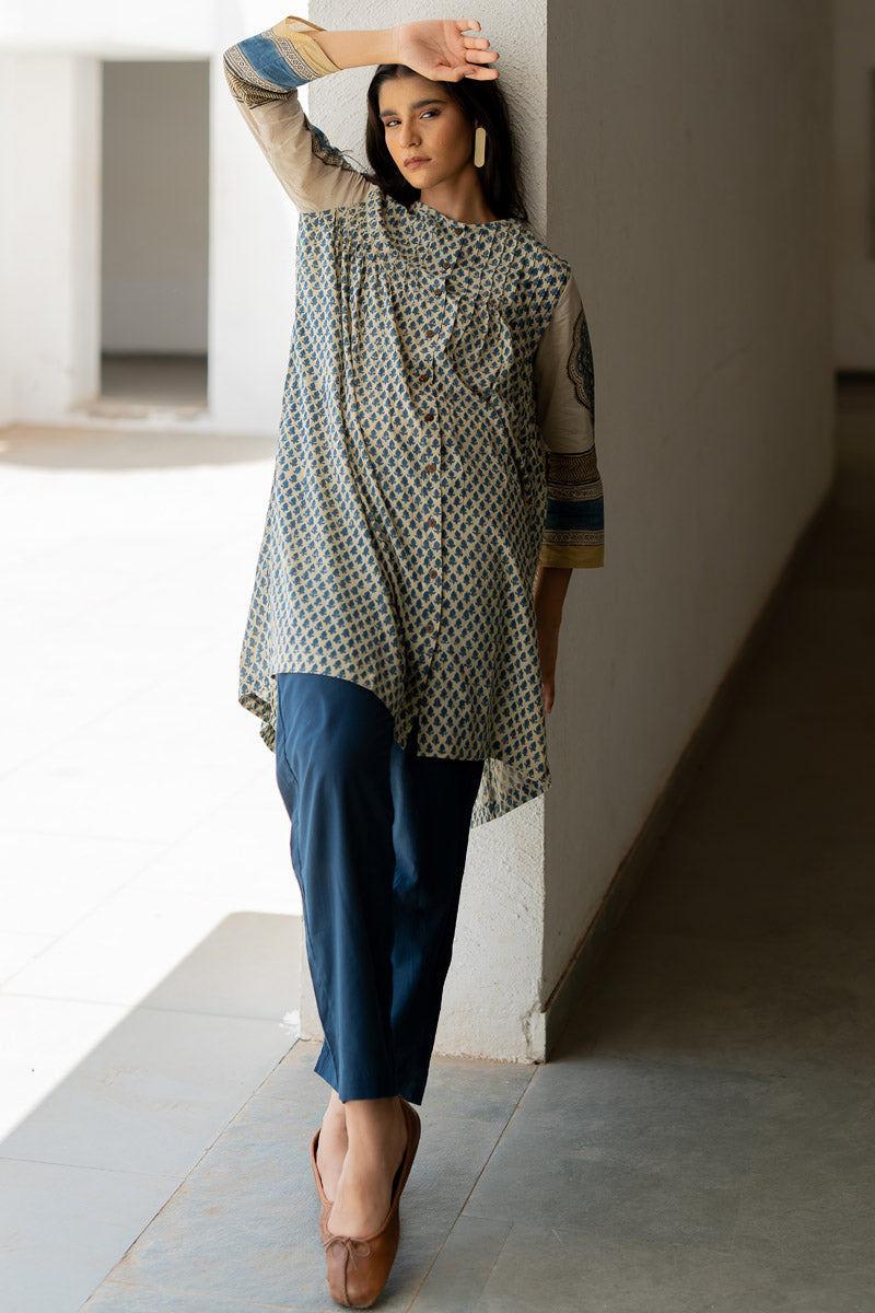 Short Pintuck Kurta - Baani Indigo