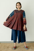 Bias Tunic - Indigo & Burgundy
